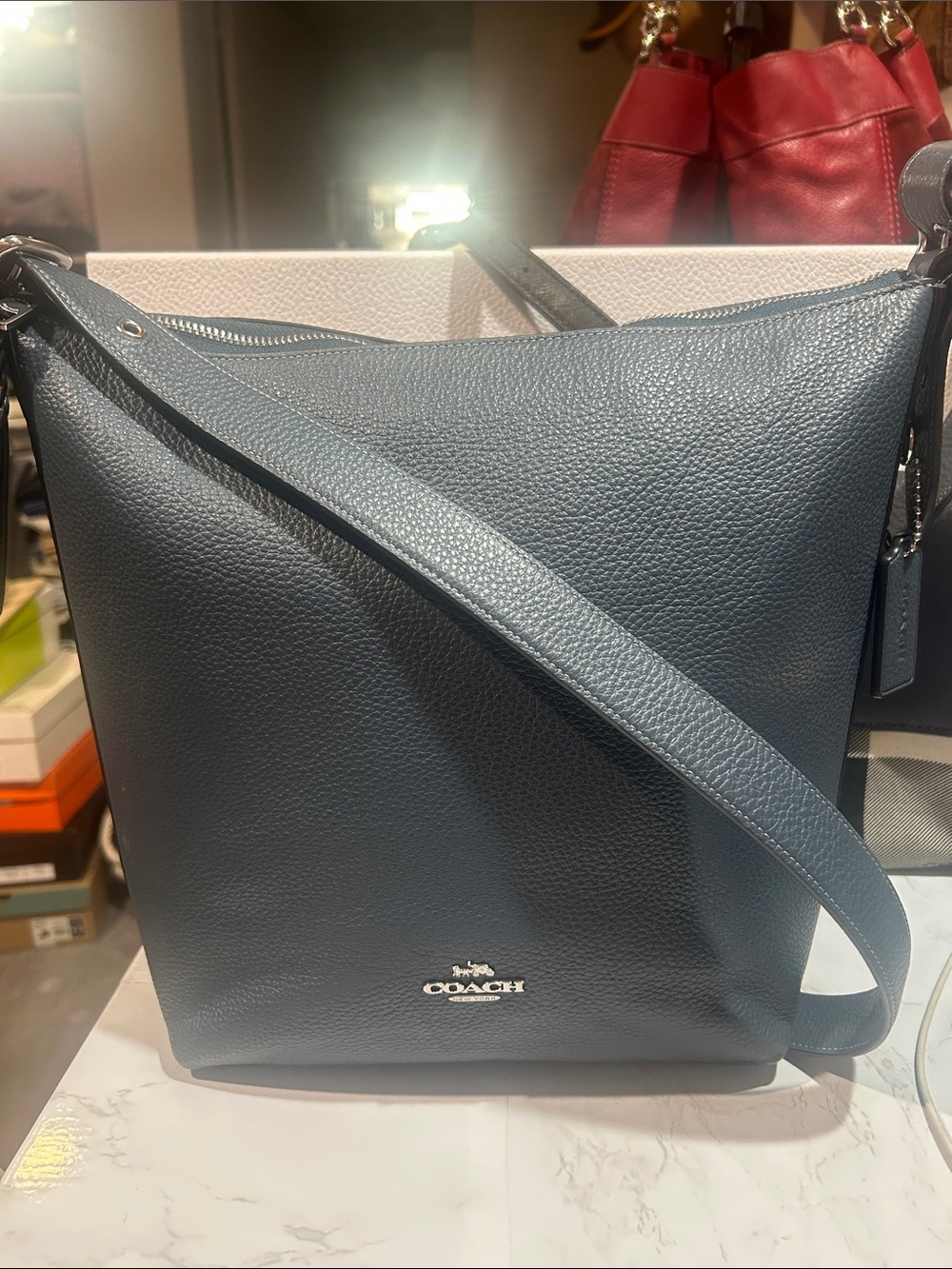 Coach Van Duffel Pebbled Leather Crossbody Bag in Slate